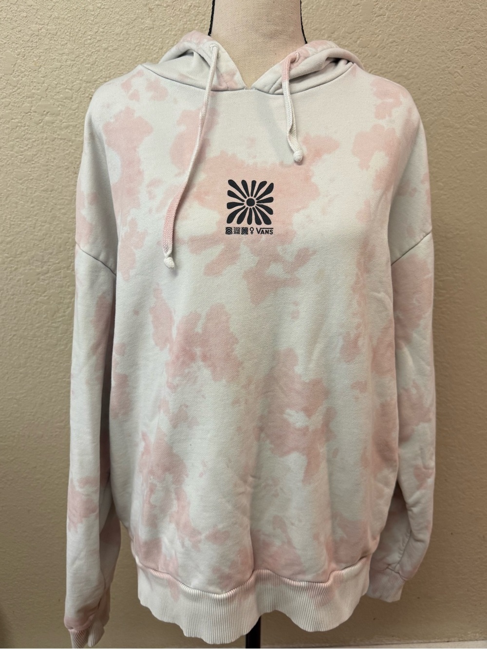 Vans Pink and White Tie-Dye Hooded Hoodie